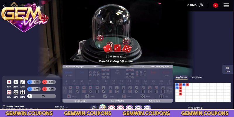 Kết quả cộng tổng ba mặt hiện ra sau khi lắc