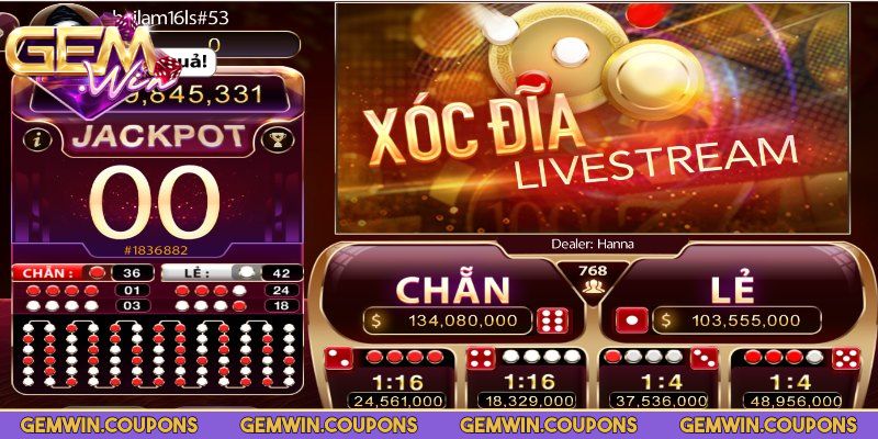 Thông tin cơ bản về xóc đĩa live Gemwin